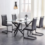 AZmac Modern Leather Dining Chairs Set of 2,Armless Kitchen Chairs,Dining Room Chairs with Upholstered Padded Seat and Sturdy Black Legs for Dining Room,Kitchen (Set of 2, Black-Black Leg)