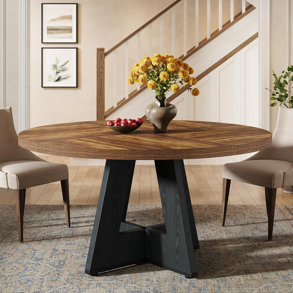 Tribesigns 47 inch Round Dining Table Wood Kitchen Table for Dining Room, 47&...