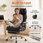 NEO Chair Big and Tall Offie Chair Gaming Computer Chair High Back Heavy Duty Desk Chai with Lumbar Support Adjustable Recliner Footrest Wide Seat Leather Executive Home with Wheels (Leather Black)