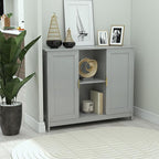 TaoHFE Grey Kitchen Pantry, Modern Wooden Small Credenza Sideboard Coffee Station, Storage Small Cabinet with Doors and Shelves for Kitchen