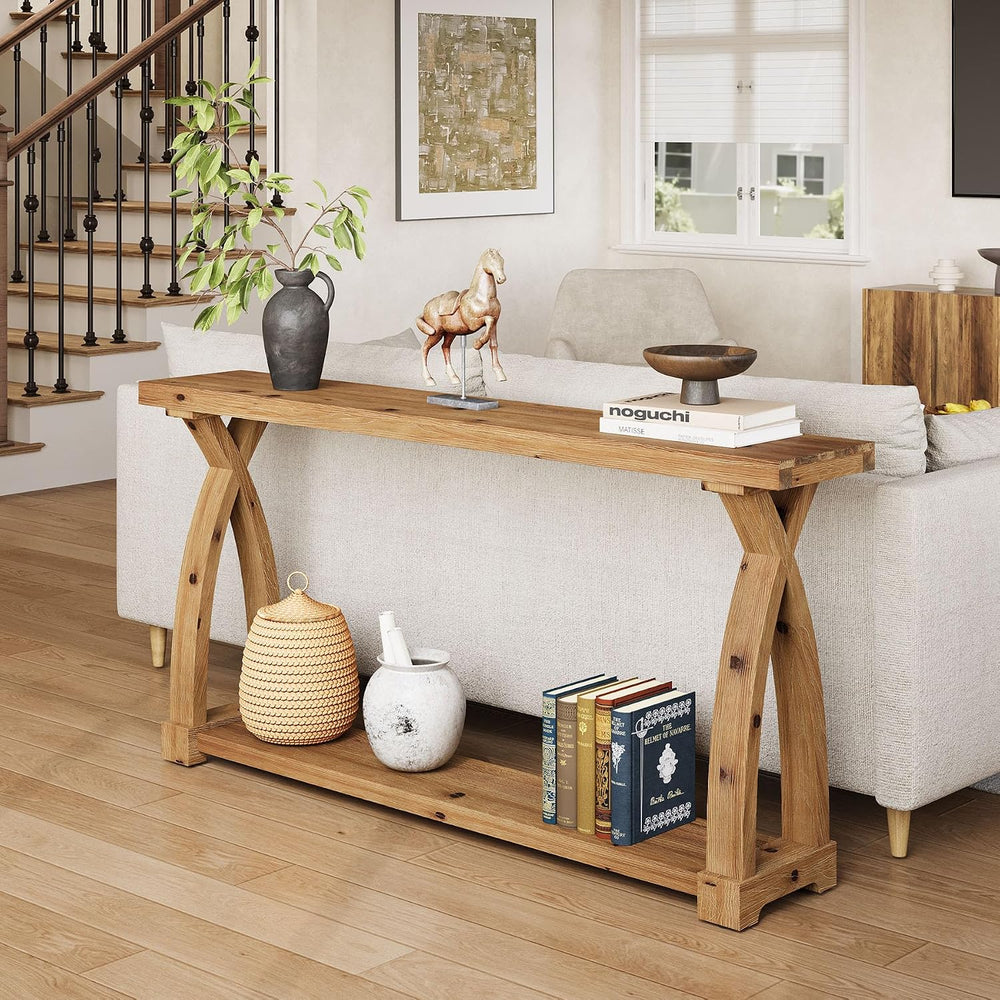 Wood Console Table for Entryway, 63" Entryway Table with Storage | Farmh...