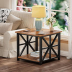 GreenForest End Table with 2-Tier Storage Shelf, 19.7 inch Side Table for Living Room, Modern Nightstand Bedside Table for Bedroom Office, Walnut