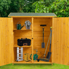 56" x 19.5" x 64" Outdoor Wooden Storage Shed with Lockable Door, Detachable Shelves & Waterproof Asphalt Roof for Garden Tools, Pool Supplies, Lawn Equipment