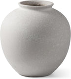 7.8 Inch White Ceramic Vase, Rustic Farmhouse Décor | Round stone-look finish, fits dried flowers, greenery, table centerpieces, weddings, holidays, bathroom, and entryway