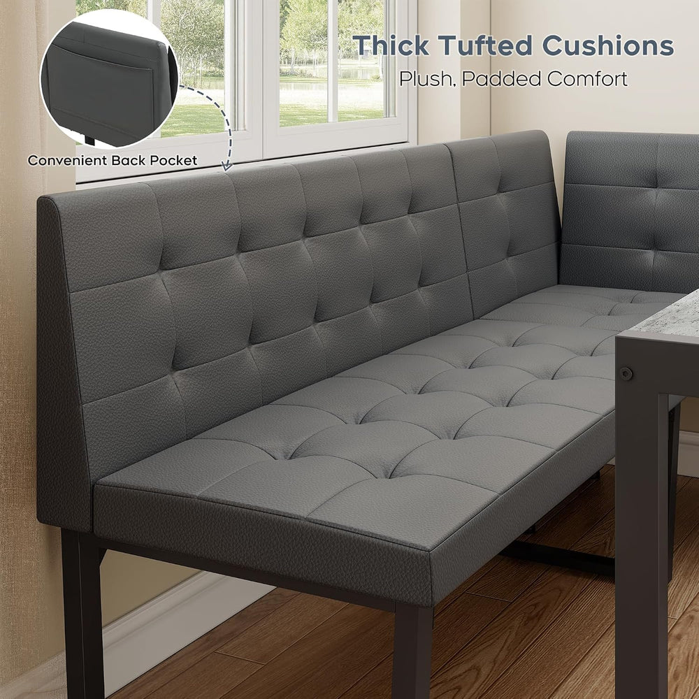 Yechen Corner Dining Table Set with Upholstered Banquette, 70 Inch 5-Piece Ki...