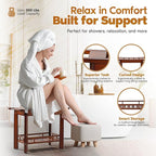 21" Teak Shower Bench for Inside – Luxury Spa-Style Comfort, FSC Certified Durable Teak Wood, Water-Resistant, Ergonomic Seat, Anti-Skid Stability and Enclosed Storage Shelf, 350 lbs Capacity