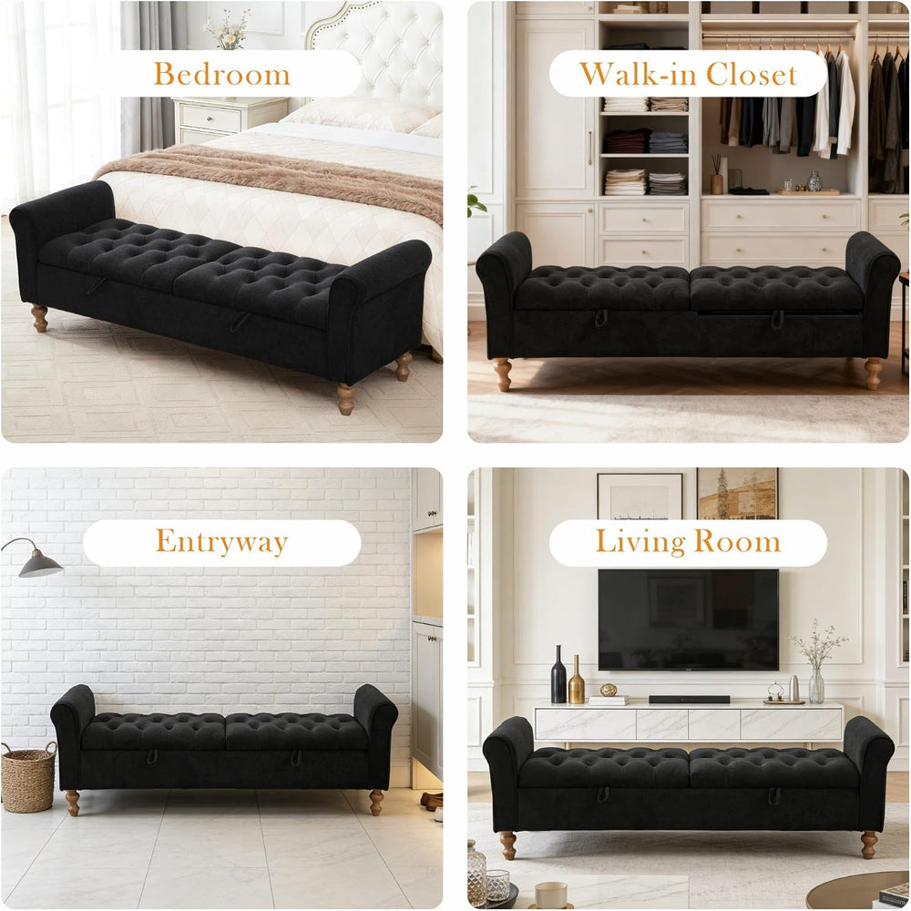 Aoiy & Wifon 65.75" W Large Storage Ottoman Bench, Modern King Size ...