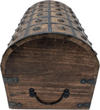 Handmade Pirate Treasure Chest - Wooden Storage Box with Iron Lock & Skeleton Key - Rustic Decorative Jewelry (XL 16 x 11 x 11)