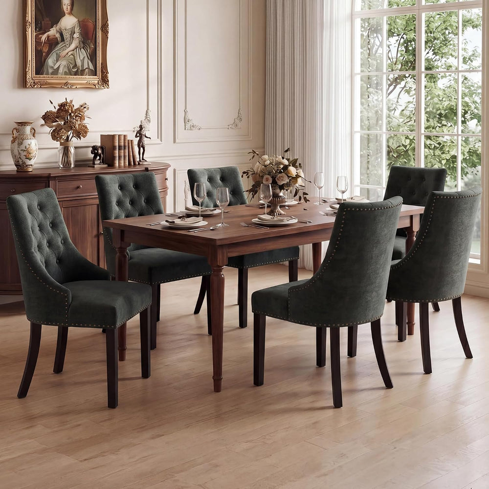 LSSBOUGHT Tufted Dining Chairs, Upholstered Accent Chairs with Nailhead Trim ...