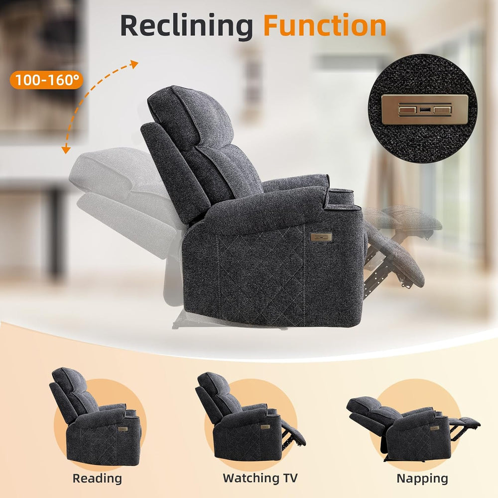 EBELLO Power Recliner Chair, Electric Fabric Reclining Sofa with Cup Holders,...