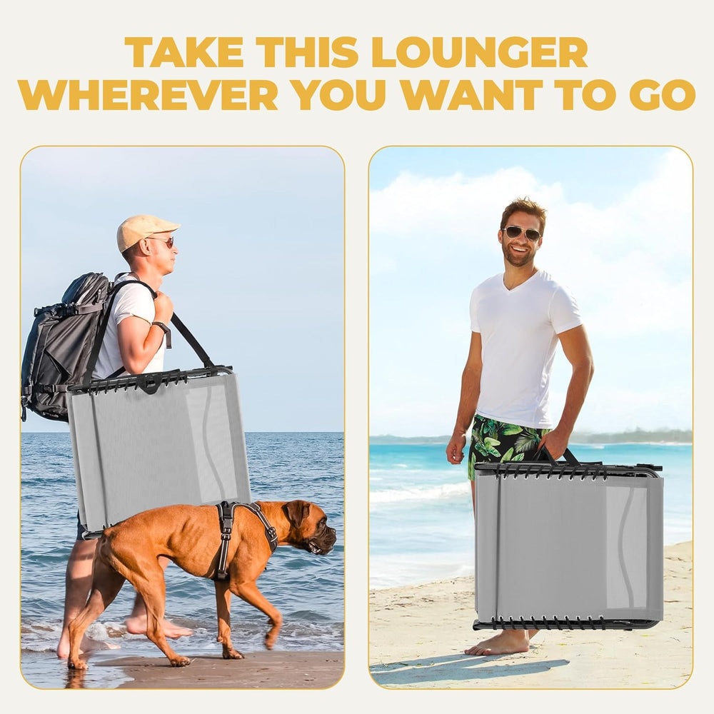 Yaheetech 26.4" Outdoor Folding Tanning Chair 5-Position Adjustable, Gra...