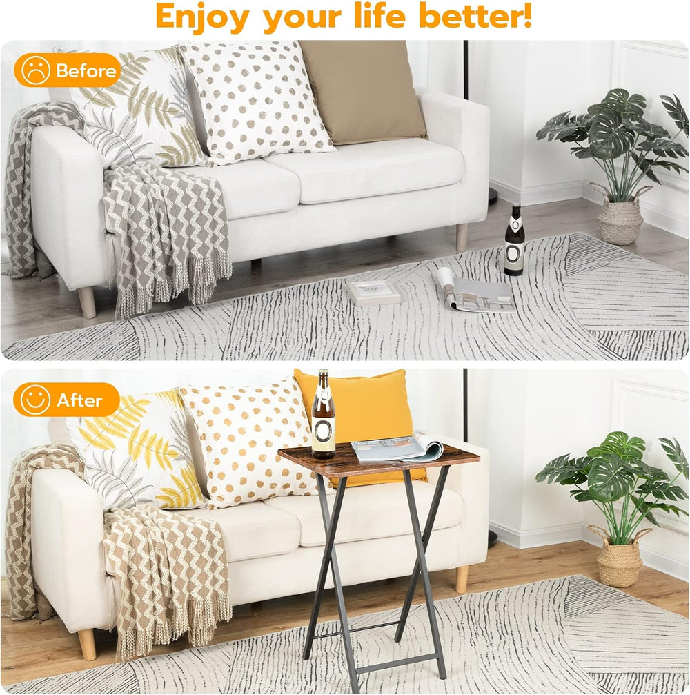 HOOBRO Folding TV Tray Table, TV Tray, Snack Table for Small Space, Dining Tr...
