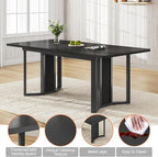 Itaar 5-Piece Dining Table Set for 4-6 People, 63" Extendable Kitchen Table and 4 Cushion Chairs, Dining Room Table with MDF Board & Metal Frame for Small Space, Easy Clean, Black