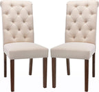 COLAMY 5-Piece Dining Table Set for 4, 60" Kitchen Wood Table with 4 Tufted Dining Room Chairs, White/Beige