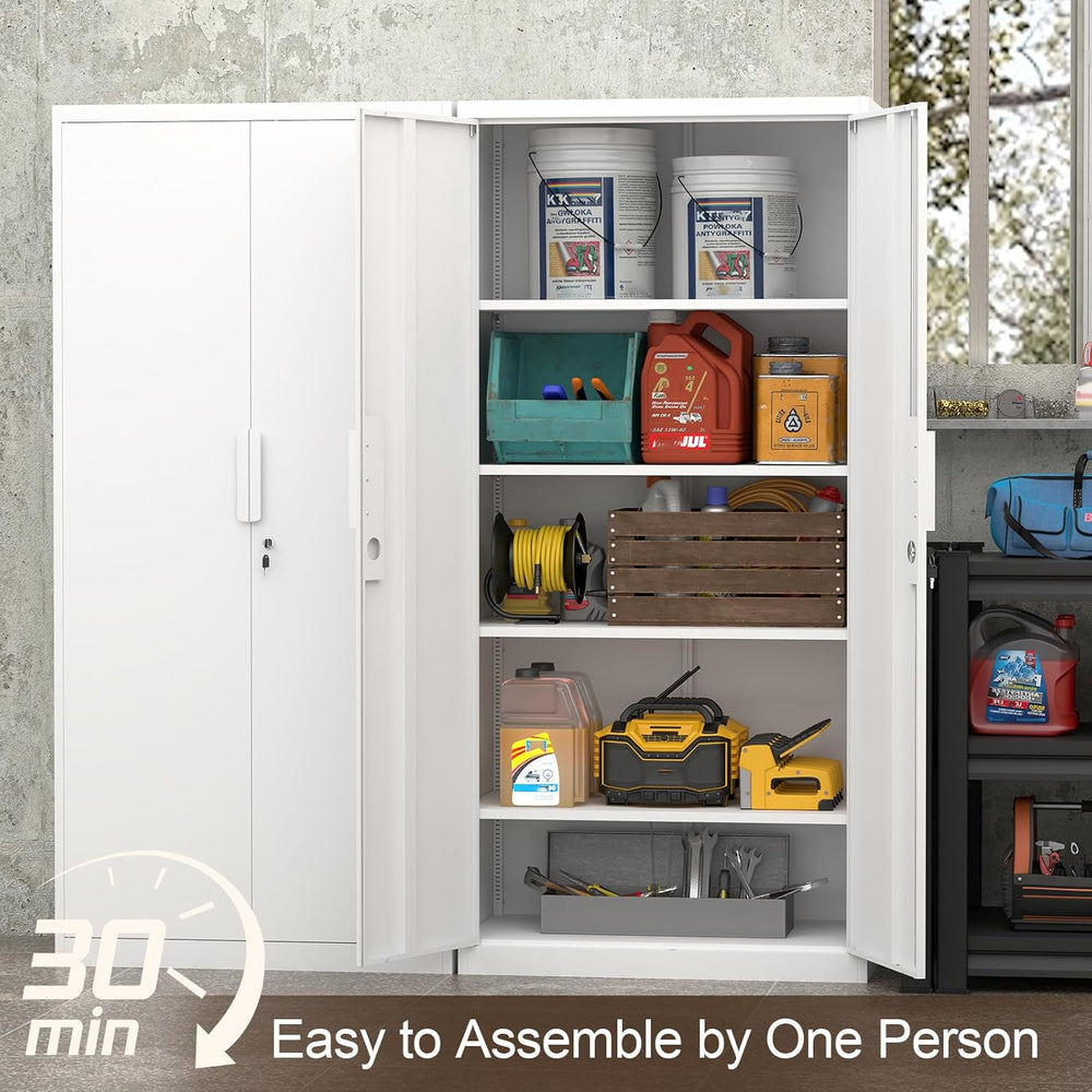 GREATMEET Metal Garage Storage Cabinet with 2 Doors and Shelves - 72" x ...