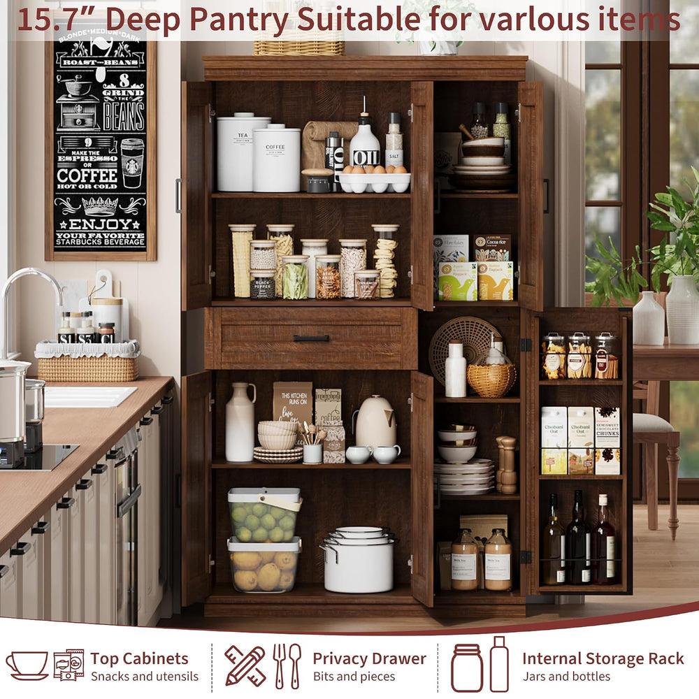 Garvee 70" Tall Kitchen Pantry Storage Cabinet,Modern Kitchen Hutch Cabi...