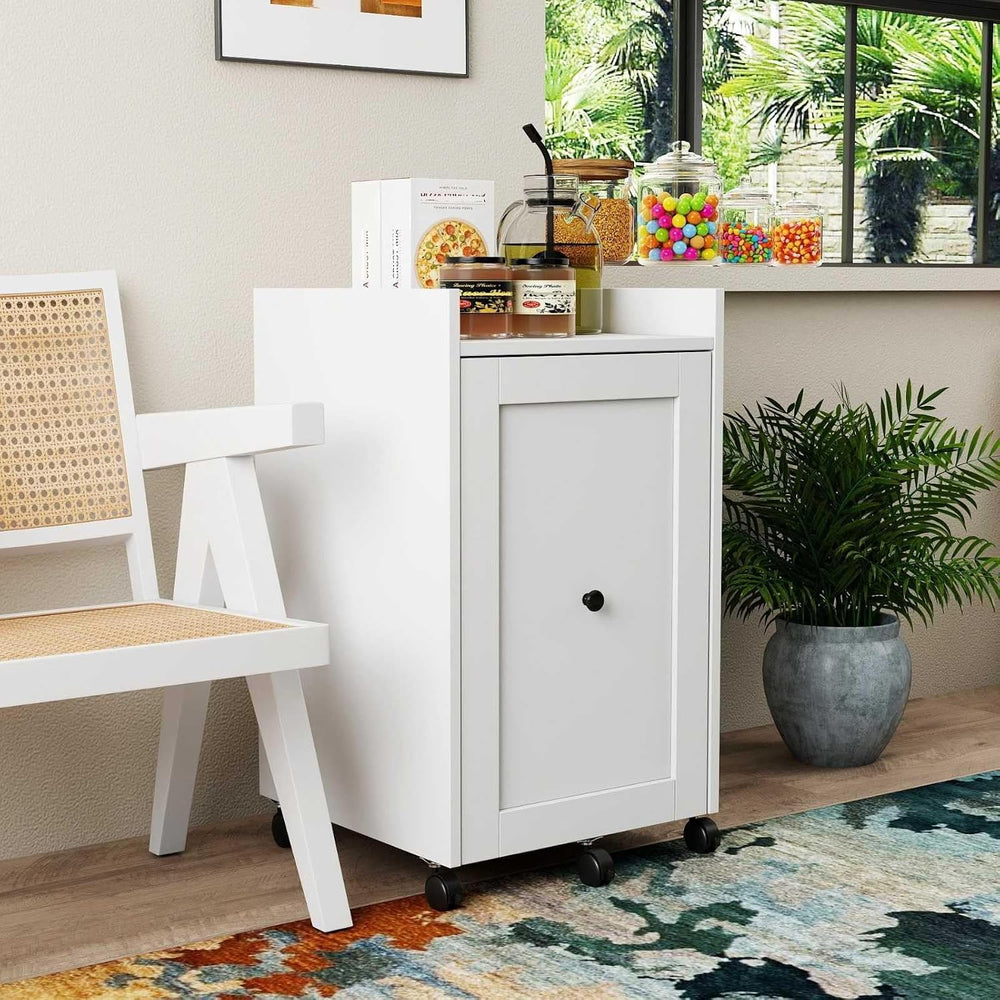 Sliding Pantry Organizer Cabinet with Wheels, 3 Tier Pull Out Snack Storage R...