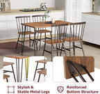 Tangkula Dining Table Set for 4, Kitchen Table and Chairs Set of 4 w/Metal Frame, 360° Swivel Feet, Space-Saving Dinette Table Set for Living Room, Restaurant, Breakfast Nook (Teak)