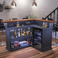 GDLF L-Shaped Home Bar Cabinet with Fridge Space, Oversized Basement Bar | Basement & Man Cave Bar, Seats 5+ Guests, Premium Wood-Grain Finish, Sculpted Edge Details, Fridge Space & Wine Storage
