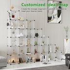 C&AHOME Cube Storage Organizer, 30-Cube Shelves Units, Closet Cabinet, DIY Plastic Modular Book Shelf, Ideal for Bedroom, Living Room, Office, 60.6" L x 12.4" W x 72.6" H Transparent White UPCS30W