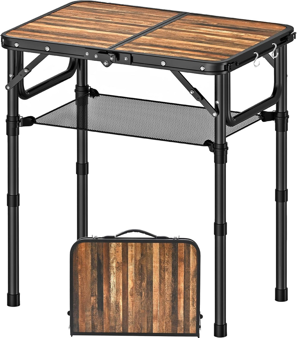 YihuiKo Folding Picnic Table with Storage Net, Foldable Camping Table