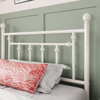 Allewie 14 Inch Twin Size Metal Platform Bed Frame with Victorian Vintage Headboard and Footboard/Mattress Foundation/Under Bed Storage/No Box Spring Needed/Easy Assembly/Noise Free/White