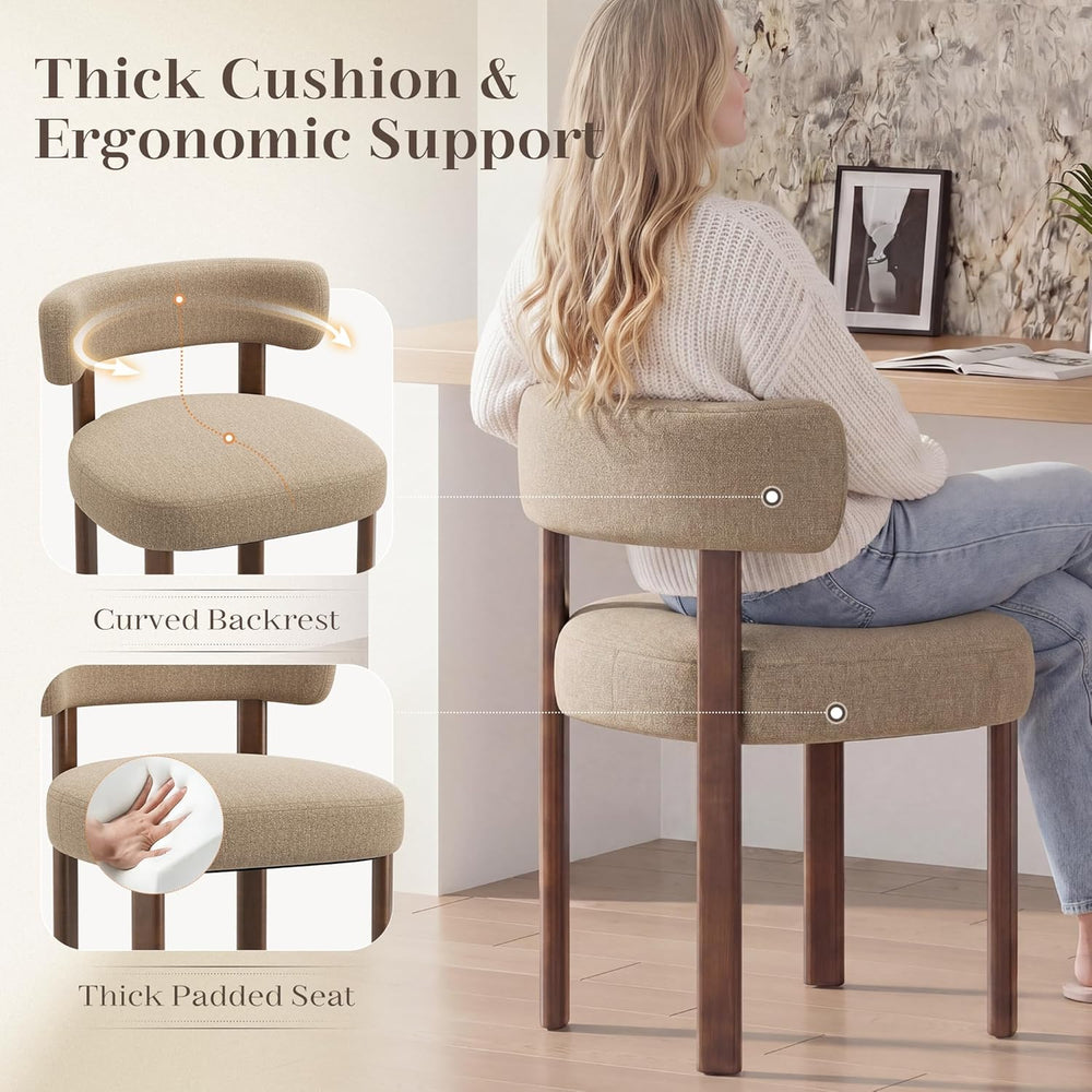 Wooden Dining Chairs Set of 6, Upholstered Kitchen Chairs with Solid Wood Leg...