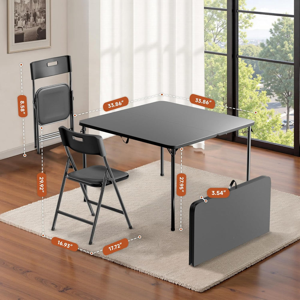 5-Piece Folding Card Table and Chairs Set, 34" Square Table with 330lbs ...
