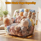 Stuffed Animal Bean Bag Storage Chair, 37.4 x 37.8 Inch Clear plushies storage, Upgraded 0.35mm PVC Waterproof Plushy Organizer, Supports 330lbs for Home Use