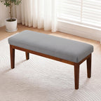 43.5" Upholstered Bedroom Bench, Linen Entryway Bench with Solid Wood Legs, End of Bed Bench with Cushion, Dining Bench for Living Room, Bedroom, Hallway, Light Grey