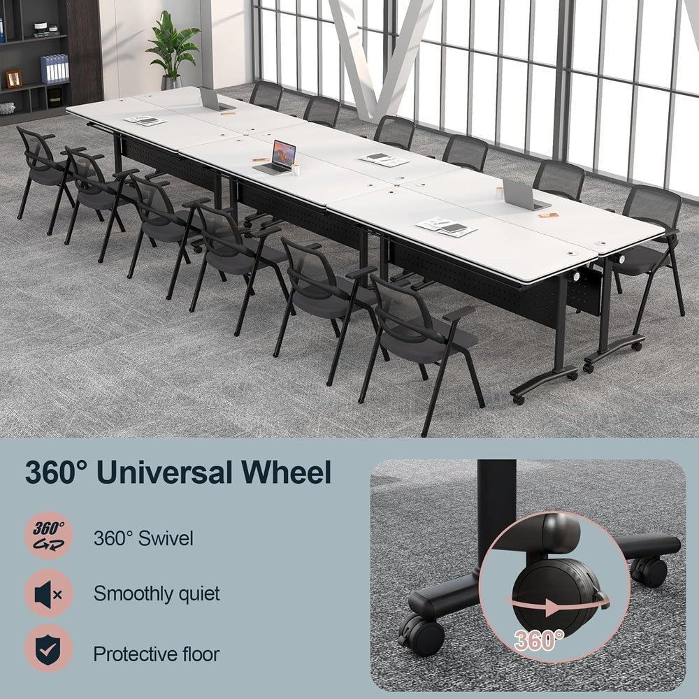 Conference Tables On Wheels,6 Pack Modular Folding Conference Room Table Mobi...