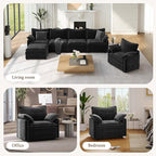 Vesgantti 40" Single Seat Sofa, Comfy Cloud Couch Deep Seat Upholstered Couch Corduroy Modern Sofa with Armrest Pillow, Easy Assembly for Living Room, Bedroom and Apartment, Black
