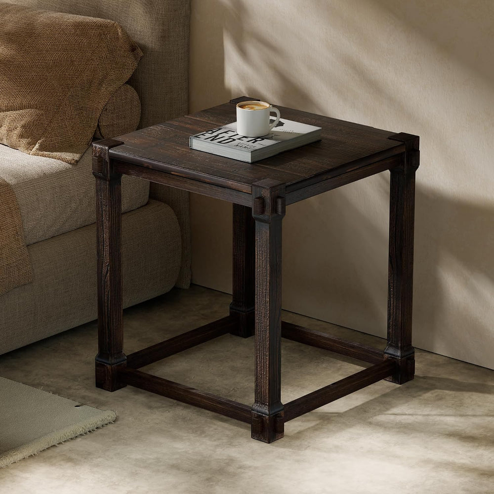 Vintage Aged Solid Wood Side Table, End Table, Nightstand, Bedside Table, Mor...
