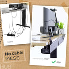 No-Screw Under Desk Cable Management Tray - Self-Adhesive Installation, Cord Management, Cable Tray, Under Desk Wire Organizer - Black Set of 2