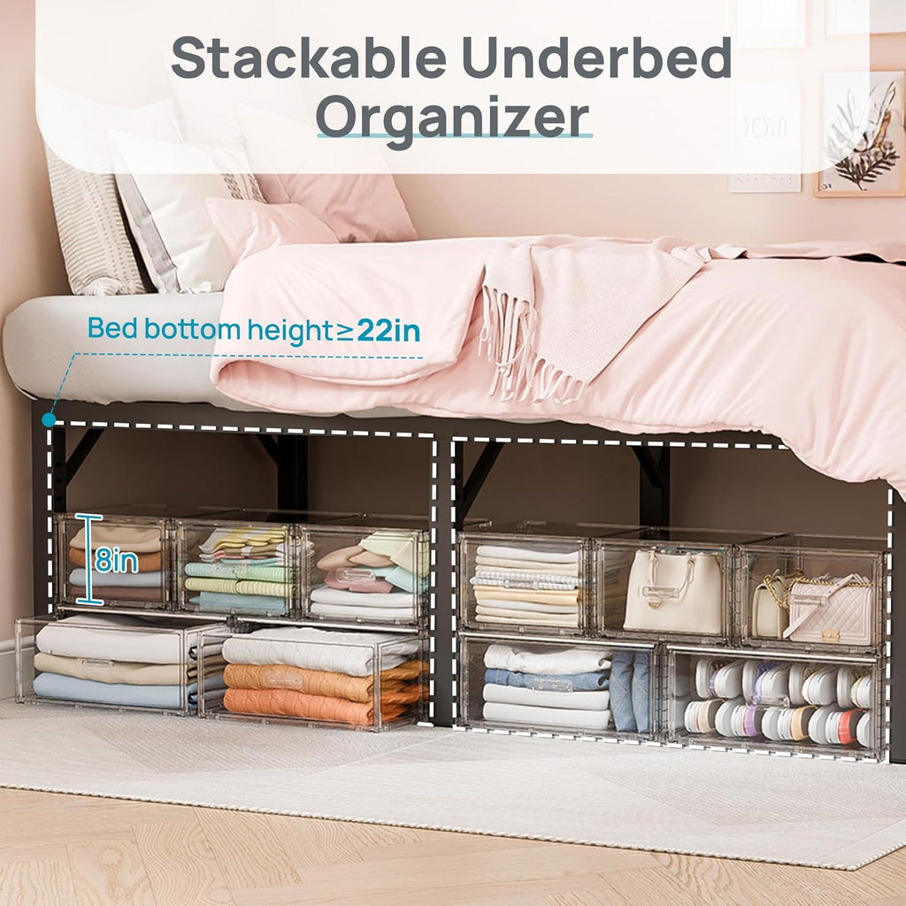 Vtopmart 5-Piece Large & Medium Stackable Drawer Organizer Set, 108QT Clear Storage Cabinet with Easy Assembly, Durable Drawers for Closet, Bedroom, Entryway, Playroom & Apartment Organization