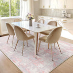 Washable Area Rugs 6'x9' Non-Slip Modern Abstract Soft for Living Room Entryway Bedroom Nursery, Print Pattern, Grey Pink