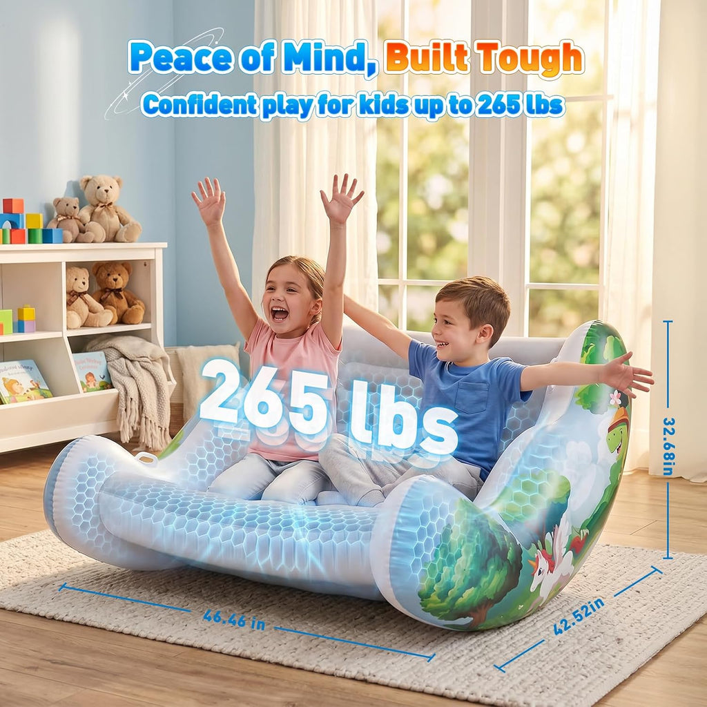 Sensory Chair for Kids, Inflatable Rocking Chair for Kids with Autism & ADHD, Air Cloud Rocker for Toddler as 3 4 5 6 7 8 Year Old Boy Girl Gifts, Autism Sensory Products Training Body Coordination