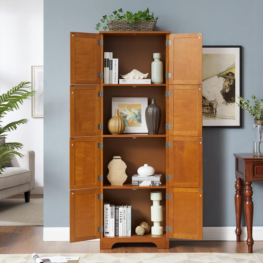 72" Tall Farmhouse Storage Cabinet, 4 Tier Kitchen Pantry Cabinet with 4...