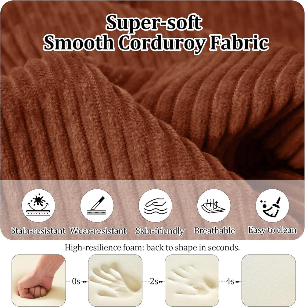 53.15'' Convertible Compressed Corduroy Folding Cloud Sofa Bed, Moder...