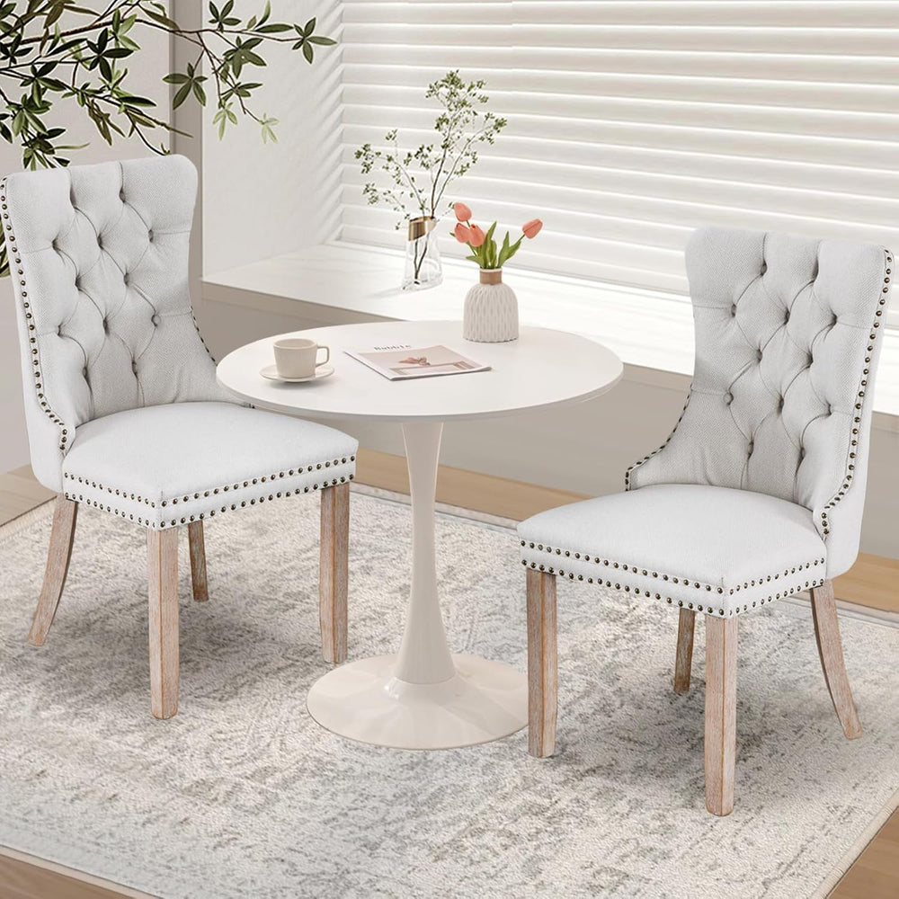 3-Pieces Dining Sets, 31.5" Round Dining Table Set with 2 Velvet Upholst...