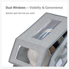 2 Pack Hat Boxes for Women and Men Storage,Fitted Perfect Curve Hats Organizers for Baseball Caps,Hat Holders for Closet,Stackable Hard Hat Travel Cases with Lids,Each for 12 Hats (Grey 2pcs)