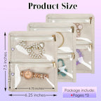 Travel Jewelry Organizer Case,Small Jewelry Bags for Traveling, Jewelry Binder with 24 Pcs Clear Zipper Velvet Pouches (Inner Pages,Beige,3 PCS)