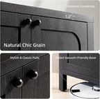 55" Black Sideboard Buffet Cabinet with Storage Modern Credenza with Doors Heavy Duty Wood TV Media Console Table Accent Cabinet for Living Room Hallway Entryway