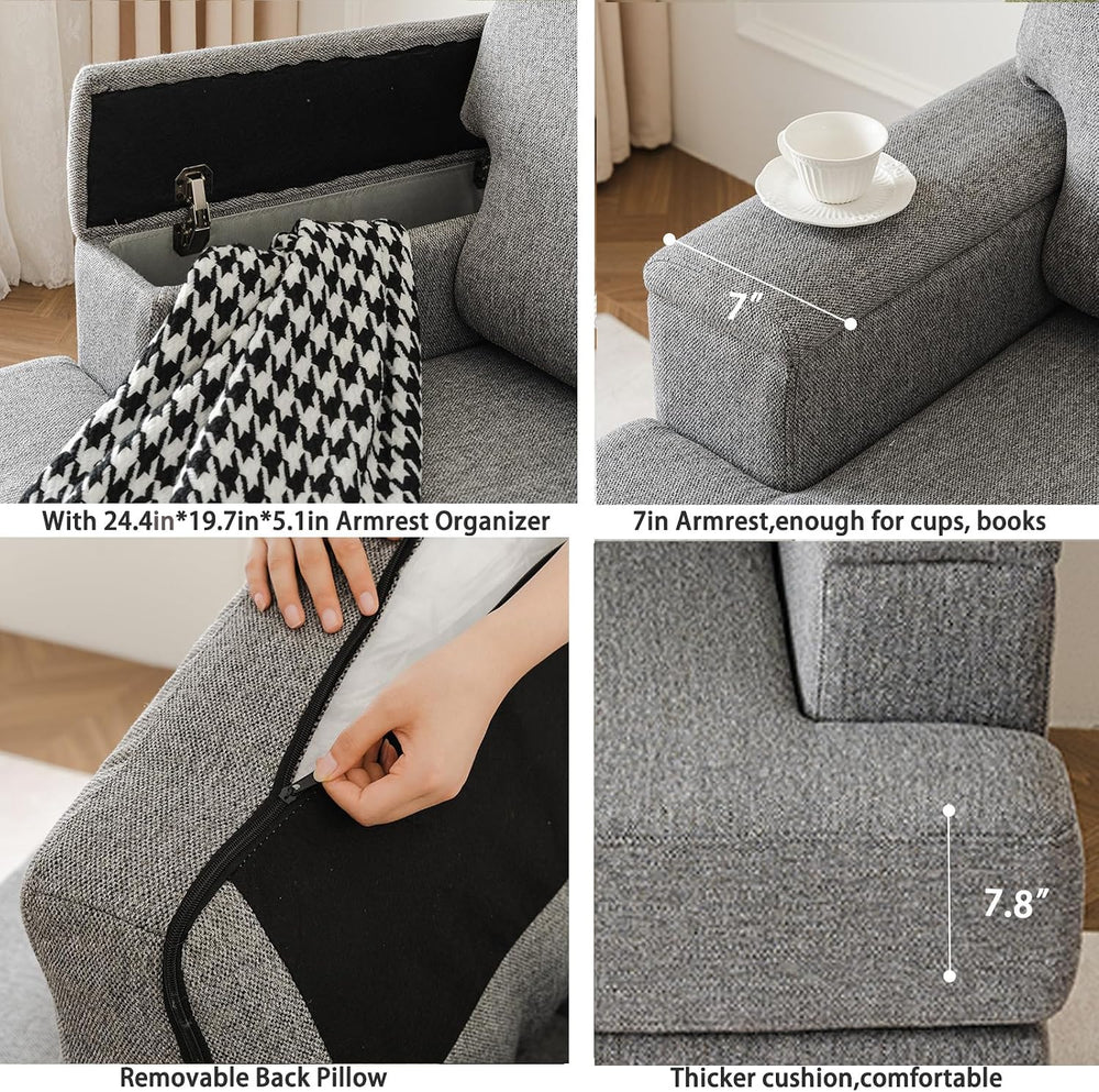 Oversized Accent Chair with Armrest Organizer,Comfy Living Room Chairs with T...