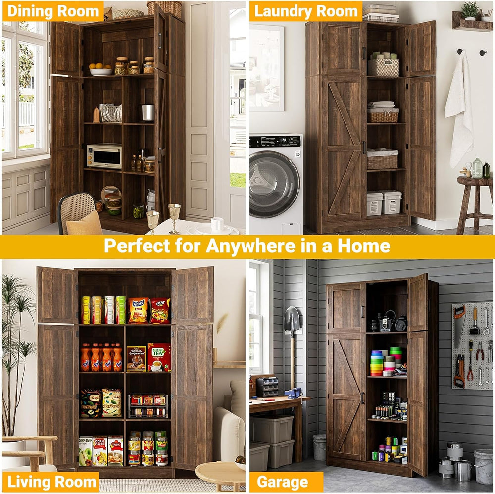 Unikito 71” Kitchen Pantry Storage Cabinet with Adjustable Shelves, 2 Pack | ...