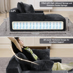 50" x 68" Corduroy Chaise Lounge, Boneless Sofa Bed, Dark Gray | Oversized corduroy chaise with a deep boneless seat, sleeper design, and 3 pillows for reading, lounging.