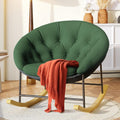 Kidirect Wide Rocking Chair Nursery, Comfy Saucer Nursery Rocking Chairs with Removable Cushion, Indoor Papasan Nursing Chair for Breastfeeding, Mecedora Para Adultos for Living Room & Bedroom (Green)