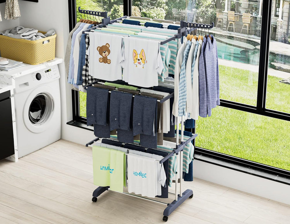HOMIDEC Clothes Drying Rack, Oversized 4-Tier(67.7" High) Foldable Stain...