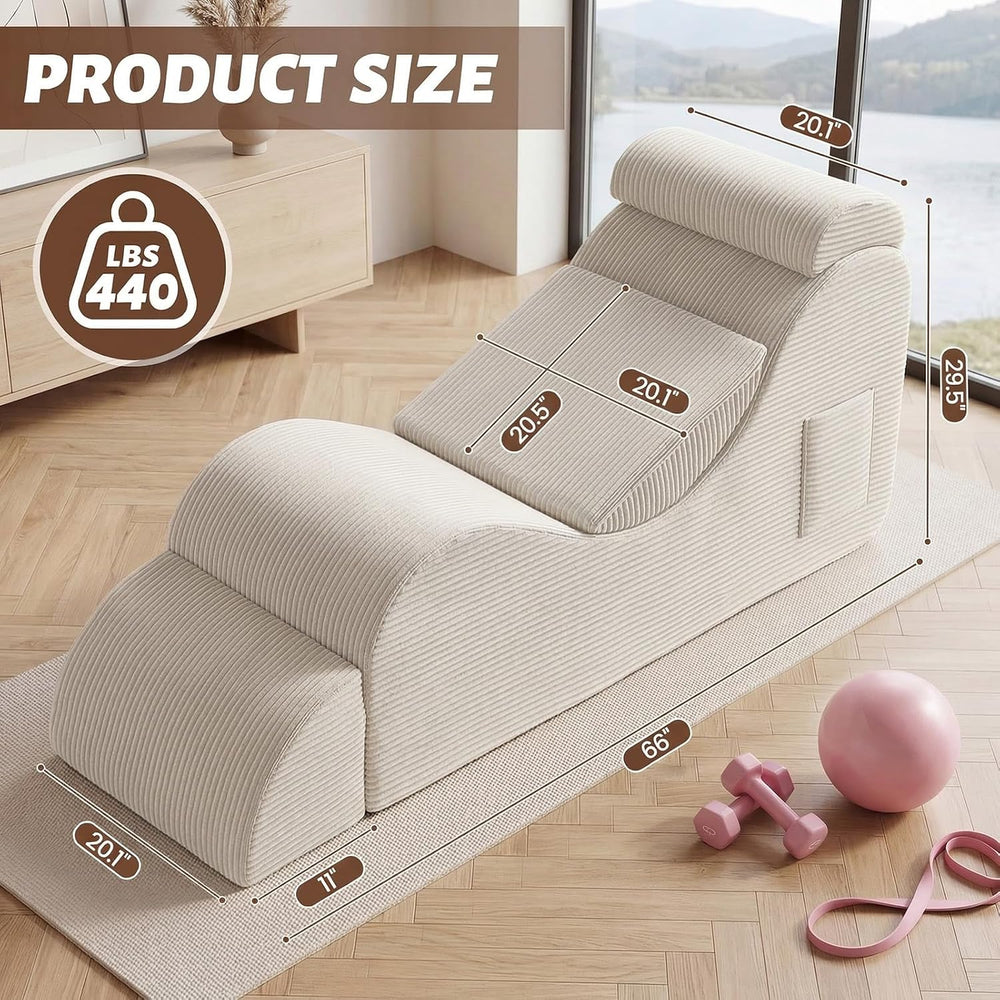 Yoga Chair Lounge for Adult, Ergonomic Foam Chaise Lounge Chair Indoor with S...
