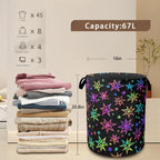 Laundry Hamper,Bright Neon Stars Laundry Basket,Waterproof Oxford Cloth Storage Basket with Handle for Clothes Books Nursery Home Storage Sundries 16"x20"